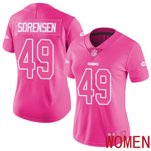 Women Kansas City Chiefs #49 Sorensen Daniel Limited Pink Rush Fashion Nike NFL Jersey